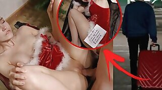 Sex on wheels was lying under the Christmas tree. Naked gift 2023 for everyone close-up amateur blowjob