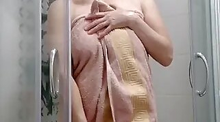 Di play in shower big boobs brunette masturbation